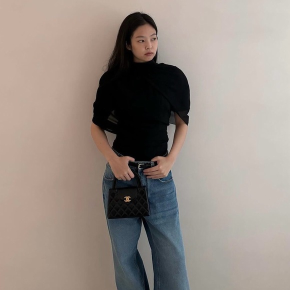 NEW CHANEL 24P BLACK LEATHER NANO KELLY MINI TOP HANDLE SHOPPING BAG - Picture 13 of 16